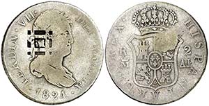 (1841). 5,74 g. Resello de Vique (Cuba) (De ... 