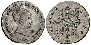 1842. Isabel II. Segovia. 1 maravedí. (Cal. ... 