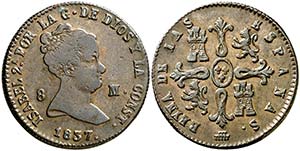 1837. Isabel II. Segovia. 8 maravedís. ... 