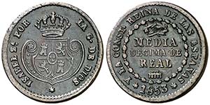 1853. Isabel II. Segovia. 1/2 décima de ... 