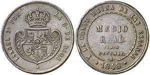 1848. Isabel II. Madrid. 1/2 real = 5 ... 