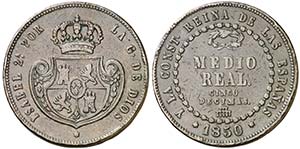 1850. Isabel II. Segovia. 1/2 real = 5 ... 