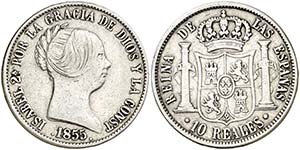 1855. Isabel II. Barcelona. 10 reales. (Cal. ... 