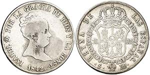 1842. Isabel II. Sevilla. RD. 10 reales. ... 