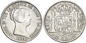 1854. Isabel II. Sevilla. 10 reales. (Cal. ... 