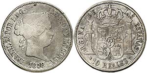 1858. Isabel II. Sevilla. 10 reales. (Cal. ... 