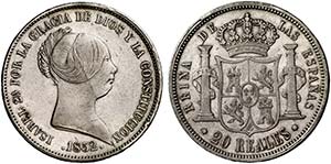 1852. Isabel II. Sevilla. 20 reales. (Cal. ... 