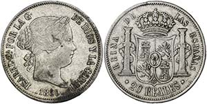 1859. Isabel II. Sevilla. 20 reales. (Cal. ... 