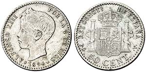 1896*96. Alfonso XIII. PGV. 50 céntimos. ... 