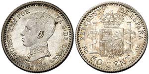 1904*10. Alfonso XIII. PCV. 50 céntimos. ... 