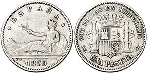 1870*1873. I República. DEM. 1 peseta. ... 