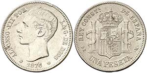 1876*1876. Alfonso XII. DEM. 1 peseta. (Cal. ... 