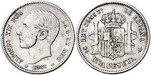1881*1881. Alfonso XII. MSM. 1 peseta. (Cal. ... 