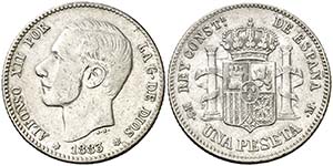 1883*1883. Alfonso XII. MSM. 1 peseta. (Cal. ... 