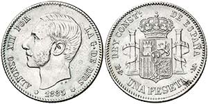 1885*1886. Alfonso XII. MSM. 1 peseta. (Cal. ... 