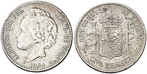 1894*1894. Alfonso XIII. PGV. 1 peseta. ... 