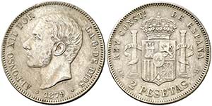 1879*1879. Alfonso XII. EMM. 2 pesetas. ... 