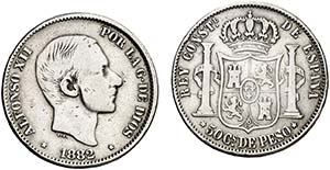1882. Alfonso XII. Manila. 50 centavos. ... 