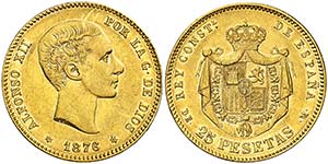 1876*1876. Alfonso XII. DEM. 25 pesetas. ... 