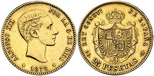 1878*--78. Alfonso XII. DEM. 25 pesetas. ... 