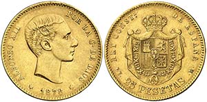 1878*----. Alfonso XII. DEM. 25 pesetas. ... 