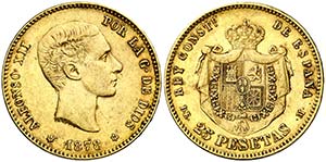1878*1878. Alfonso XII. DEM. 25 pesetas. ... 