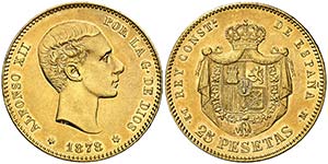 1878*1878. Alfonso XII. DEM. 25 pesetas. ... 