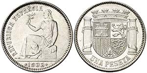 1933*34. II República. 1 peseta. (Cal. 1). ... 