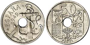1949*1951. Estado Español. 50 céntimos. ... 