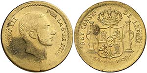 1880. Estado Español. Manila. 50 centavos. ... 