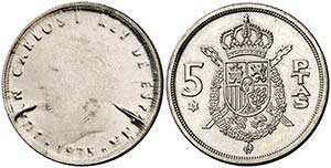 1975*76. Juan Carlos I. 5 pesetas. (Cal. ... 