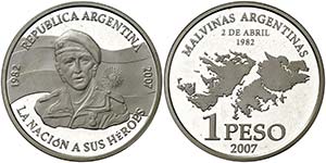 2007. Argentina. 1 peso. (Kr. 153). 25 g. ... 