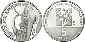 2010. Argentina. 5 pesos. (Kr. 172). 26,91 ... 