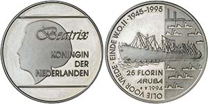 1994. Aruba. 25 florines. (Kr. 11). 25,04 g. ... 
