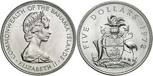 1972. Bahamas. Isabel II. 5 dólares. (Kr. ... 