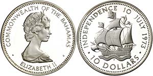 1973. Bahamas. Isabel II. 10 dólares. (Kr. ... 