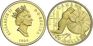 1994. Canadá. Isabel II. 100 dólares. (Fr. ... 