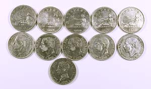 1869 a 1905. 2 pesetas. Lote de 11 monedas, ... 