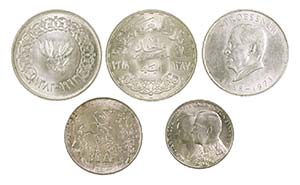 (s. XX). Lote de 5 monedas en plata de ... 