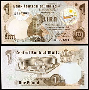 1967 (1979). Malta. Banco Central. 1 lira. ... 