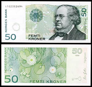 1999. Noruega. Banco Noruego. 50 coronas. ... 