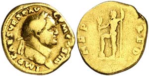 (72-73 d.C.). Vespasiano. Áureo. (Spink ... 