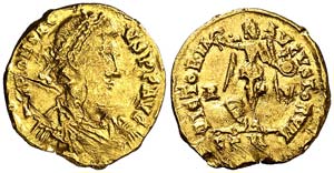 (408 d.C.). Honorio. Ravenna. Tremissis. ... 