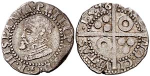 1596. Felipe II. Barcelona. 1/2 croat. (Cal. ... 