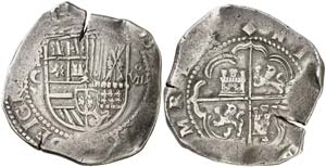 1597. Felipe II. Toledo. C. 8 reales. (Cal. ... 