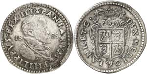 1585. Felipe II. Milán. 1 escudo. (Vti. 52) ... 