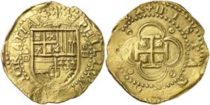 s/d. Felipe II. Sevilla. . 4 escudos. (Cal. ... 