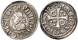 1618. Felipe III. Barcelona. 1/2 croat. ... 
