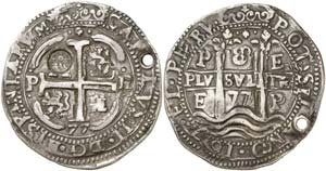 1677. Carlos II. Potosí. E. 8 reales. (Cal. ... 