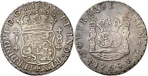 1754. Fernando VI. Guatemala. J. 8 reales. ... 